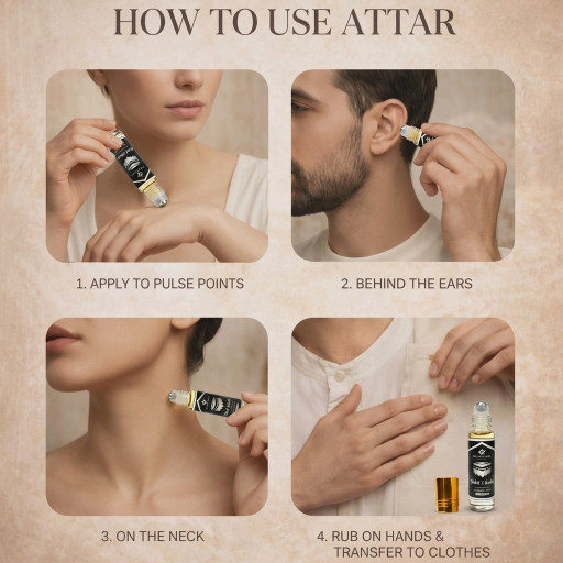 Best Arabic Attar 4 Pc Combo Set – Spiritual & Sunnah Roll On Perfume 6ML Long Lasting Attar for Men & Women